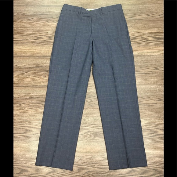 Paul Betenly Blue/Grey w/ Green Windowpane Plaid Dress Pants 32 - Picture 8 of 8